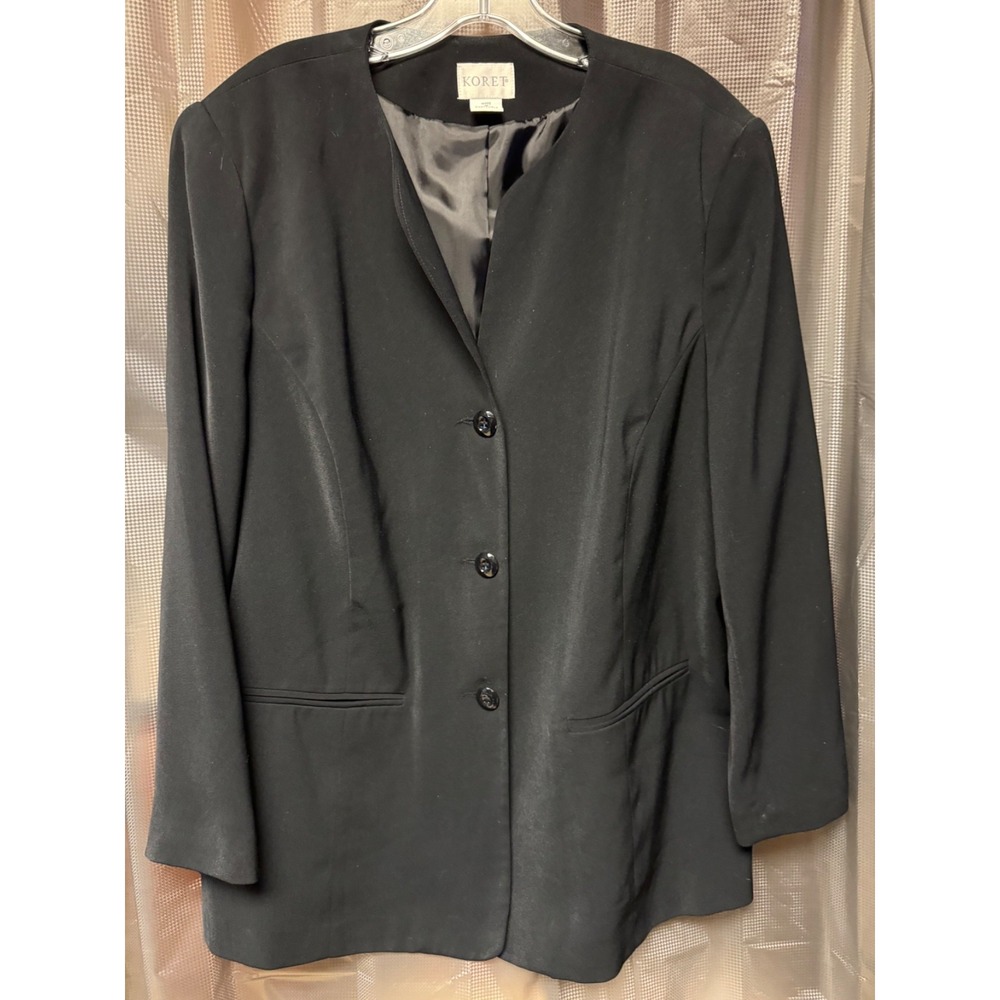 Vintage Koret Blazer Women's 12 Black Long Sleeve Shoulder Pads Timeless